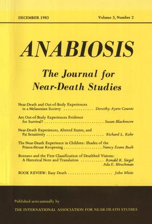 Primary view of Anabiosis: The Journal for Near-Death Studies, Volume 3, Number 2, December 1983