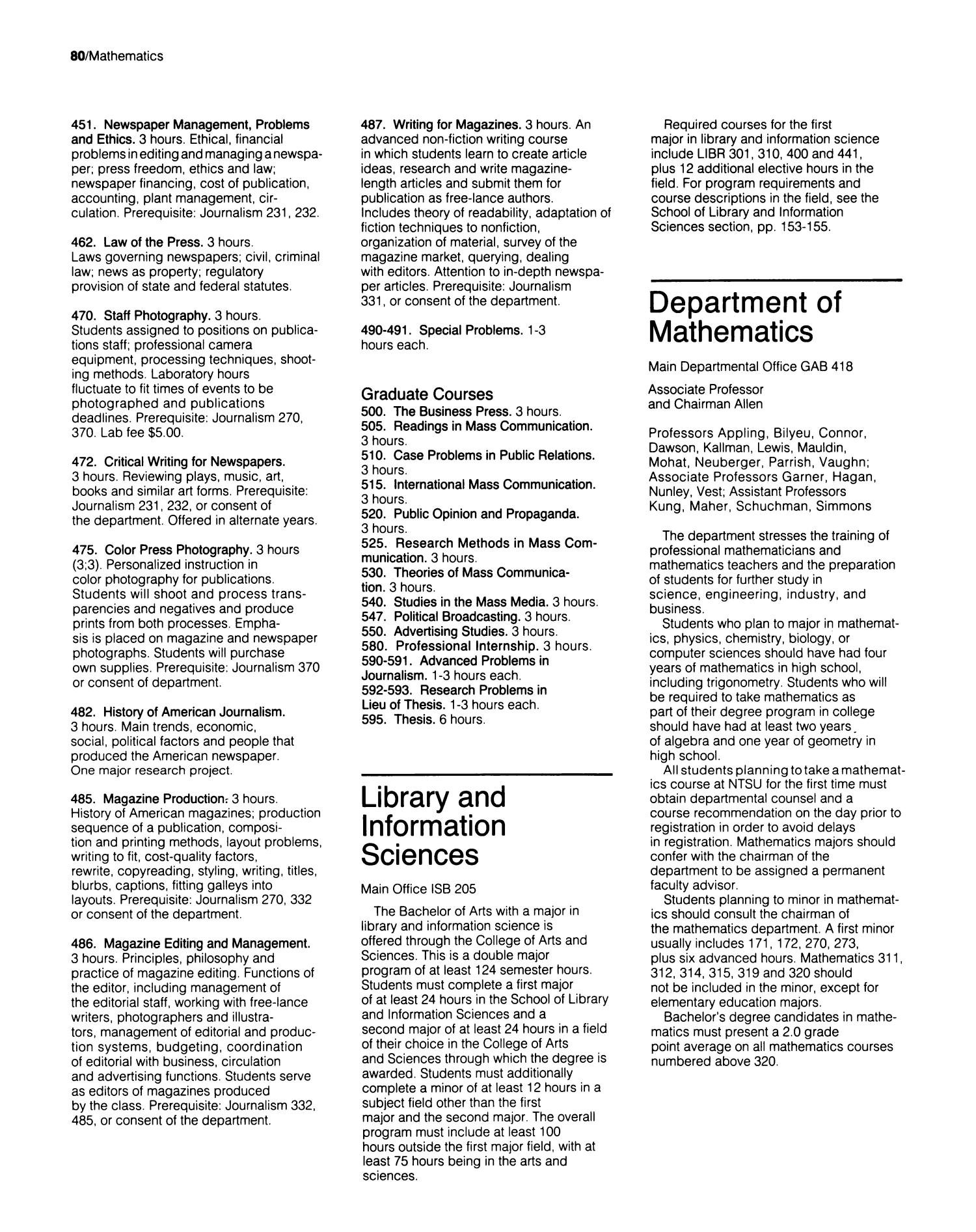 Catalog of North Texas State University: 1982-1983, Undergraduate
                                                
                                                    80
                                                