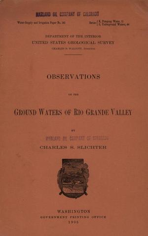 Primary view of object titled 'Observation on the Ground Waters of Rio Grande'.