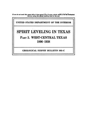 Spirit Leveling in Texas: Part 3. West-central Texas, 1896-1938