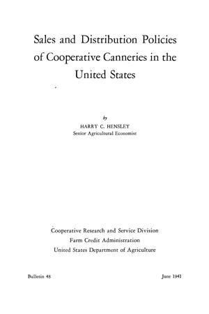 Sales and Distribution Policies of Cooperative canneries in the United States