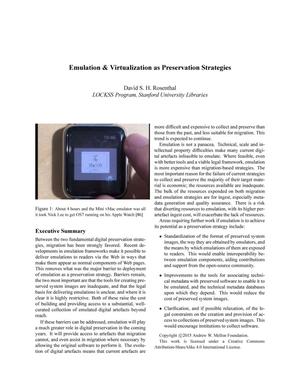 Primary view of object titled 'Emulation & Virtualization as Preservation Strategies'.