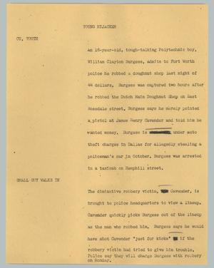 Primary view of object titled '[News Script: Young hijacker]'.