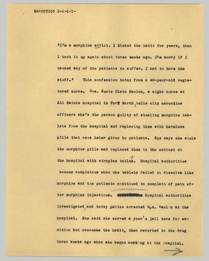 Primary view of object titled '[News Script: Narcotics]'.