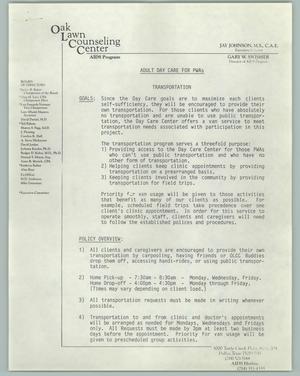 Primary view of object titled '[Informational Document: Adult Dare Care for PWAs Transportation]'.