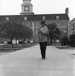 [Woman in front of the Hurley Administration Building, 5]