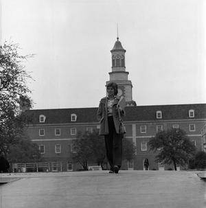 [Woman in front of the Hurley Administration Building, 3]