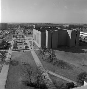 [Overhead view of Jody's Fountain and Willis Library, 2]