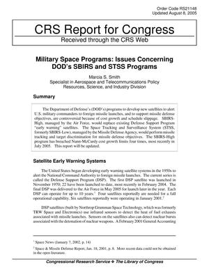 [Military Space Programs: Issues Concerning DOD’s SBIRS and STSS Programs, August 8, 2005]