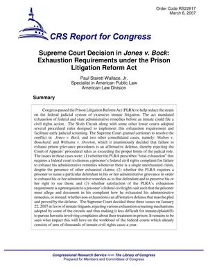 Supreme Court Decision in Jones v. Bock: Exhaustion Requirements under the Prison Litigation Reform Act