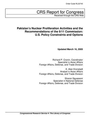 Pakistan’s Nuclear Proliferation Activities and the Recommendations of the 9/11 Commission: U.S. Policy Constraints and Options