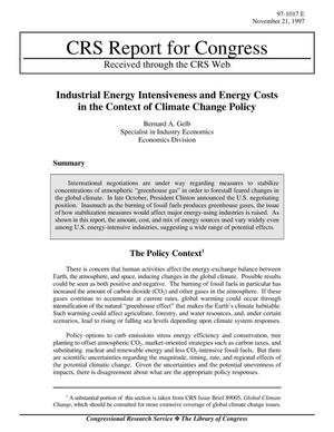 Industrial Energy Intensiveness and Energy Costs in the Context of Climate Change Policy