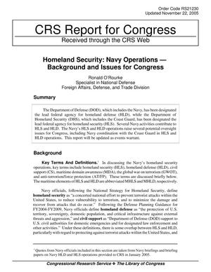Homeland Security: Navy Operations — Background and Issues for Congress