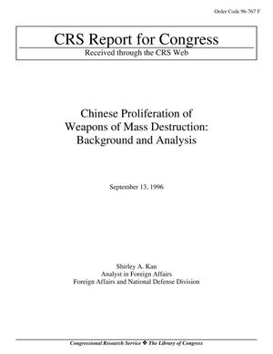Chinese Proliferation of Weapons of Mass Destruction: Background and Analysis