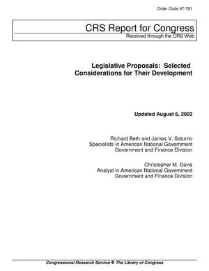 Legislative Proposals: Selected Considerations for Their Development