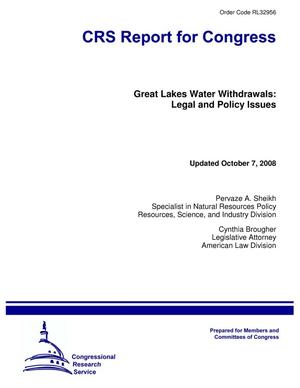 Great Lakes Water Withdrawals: Legal and Policy Issues. October 2008