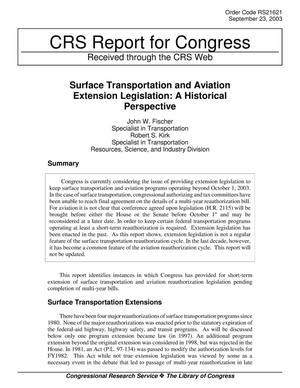 Surface Transportation and Aviation Extension Legislation: A Historical Perspective
