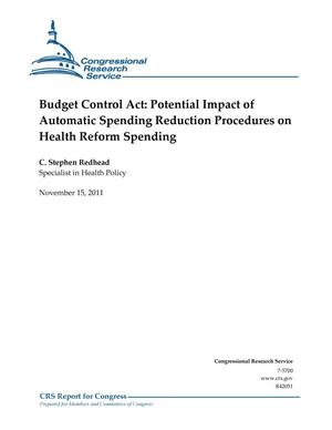 Budget Control Act: Potential Impact of Automatic Spending Reduction Procedures on Health Reform Spending