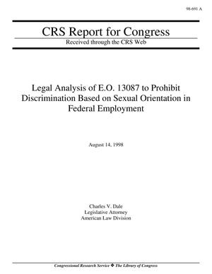 Legal Analysis of E.O. 13087 to Prohibit Discrimination Based on Sexual Orientation in Federal Employment