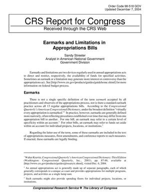 Earmarks and Limitations in Appropriations Bills