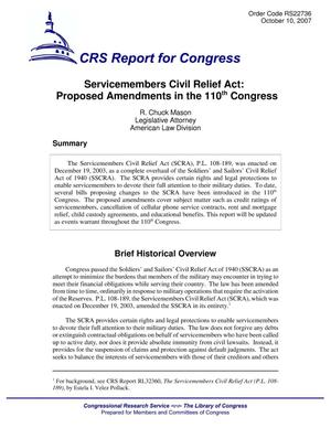 Servicemembers Civil Relief Act: Proposed Amendments in the 110th Congress