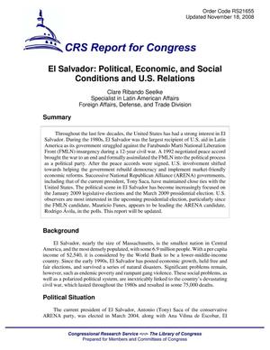 El Salvador: Political, Economic, and Social Conditions and U.S. Relations