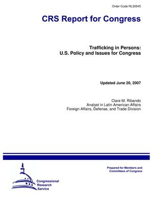 Trafficking in Persons: U.S. Policy and Issues for Congress