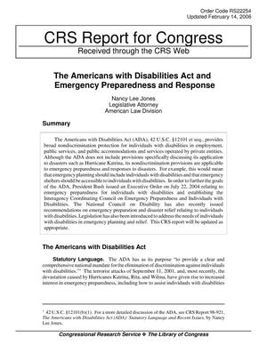 The Americans with Disabilities Act and Emergency Preparedness and Response