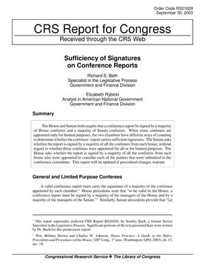 Sufficiency of Signatures on Conference Reports