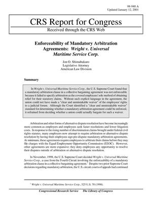 Enforceability of Mandatory Arbitration Agreements: Wright v. Universal Maritime Service Corp.