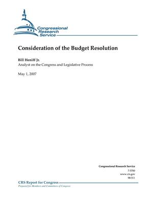 Consideration of the Budget Resolution