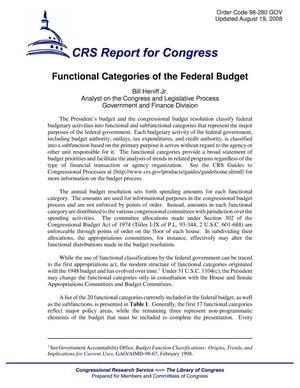 Functional Categories of the Federal Budget