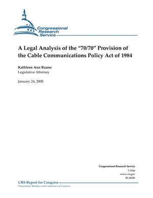 A Legal Analysis of the ”70/70” Provision of the Cable Communications Policy Act of 1984