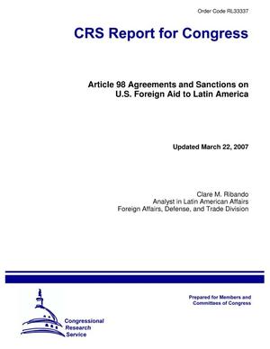 Primary view of object titled 'Article 98 Agreements and Sanctions on U.S. Foreign Aid to Latin America'.