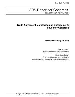 Trade Agreement Monitoring and Enforcement: Issues for Congress