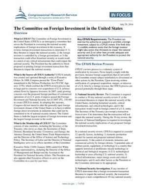 The Committee on Foreign Investment in the United States