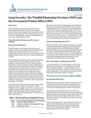 Social Security: The Windfall Elimination Provision (WEP) and the Government Pension Offset (GPO)