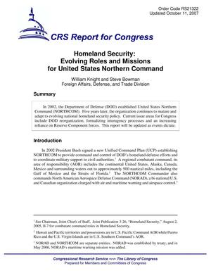 Homeland Security: Evolving Roles and Missions for United States Northern Command