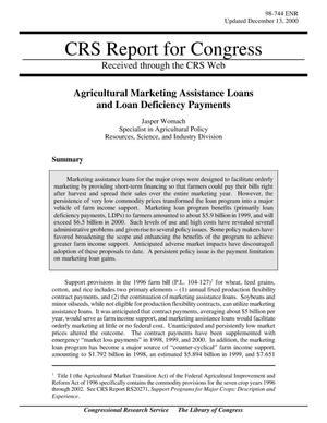 Primary view of object titled 'Agricultural Marketing Assistance Loans and Loan Deficiency Payments'.
