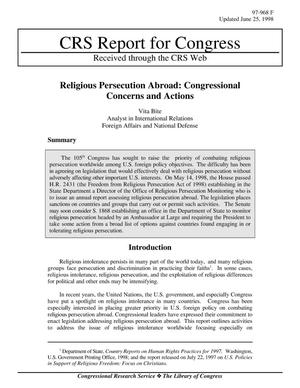 Religious Persecution Abroad: Congressional Concerns and Actions