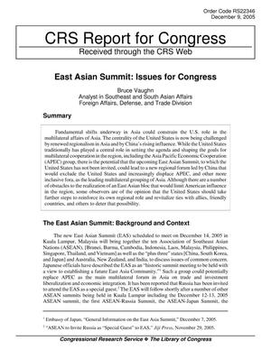 East Asian Summit: Issues for Congress