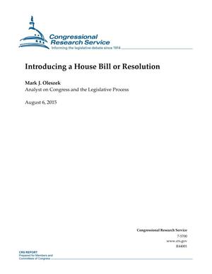 Primary view of object titled 'Introducing a House Bill or Resolution'.