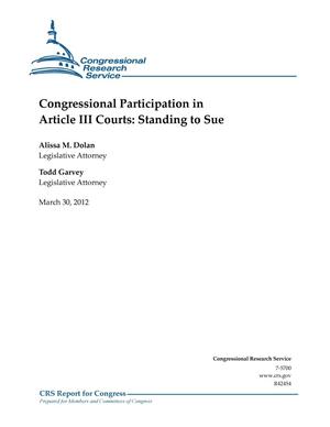 Congressional Participation in Article III Courts: Standing to Sue