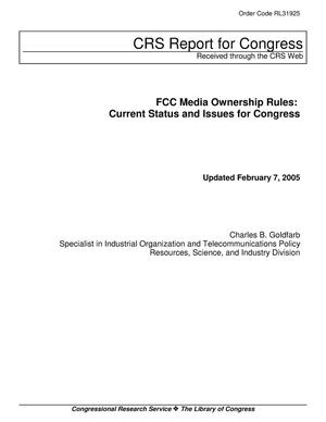 FCC Media Ownership Rules: Current Status and Issues for Congress