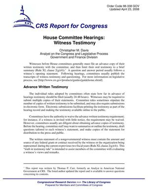 House Committee Hearings: Witness Testimony