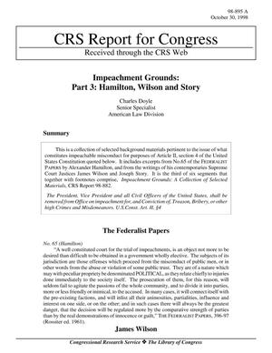 Impeachment Grounds: Part 3: Hamilton, Wilson and Story