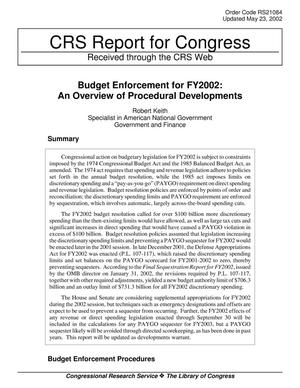 Budget Enforcement for FY2002: An Overview of Procedural Developments