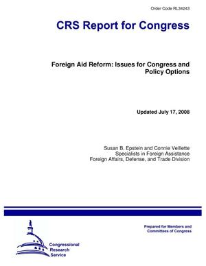 Foreign Aid Reform: Issues for Congress and Policy Options