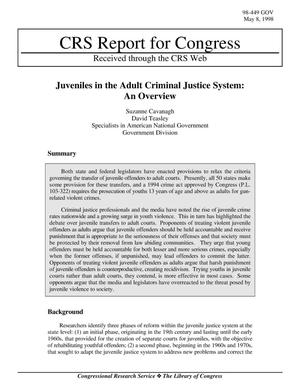 Juveniles in the Adult Criminal Justice System: An Overview