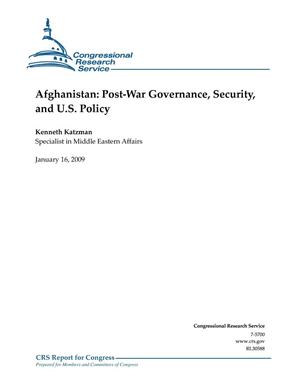 Afghanistan: Post-War Governance, Security, and U.S. Policy